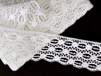 Cotton bobbin lace 82106, width 75 mm, white - 3