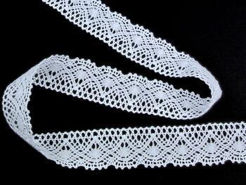 Cotton bobbin lace 82231, width 32 mm, white - 3