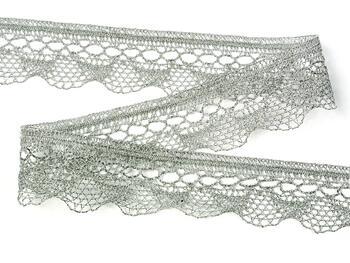 Metalic bobbin lace 82216, width 25 mm, Lurex silver - 3