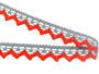 Bobbin lace No. 82352 grey/red | 30 m - 3/4
