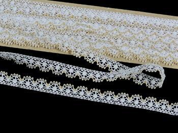 Cotton bobbin lace 81197, width 11 mm, white/Lurex gold - 3