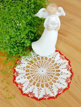 Tablecloth EMILIE white/light red, diameter 17 cm - 3