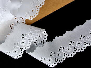 Cotton embroidery lace 65005, width 52 mm, white - 4