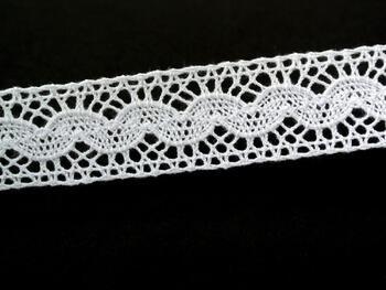 Cotton bobbin lace insert 73002, width 32 mm, white - 4