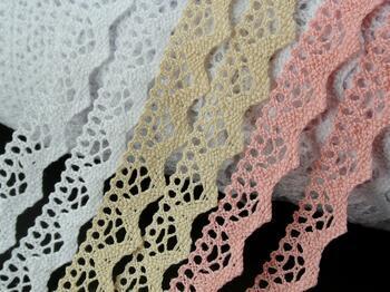 Cotton bobbin lace 73003, width 20 mm, pink - 4