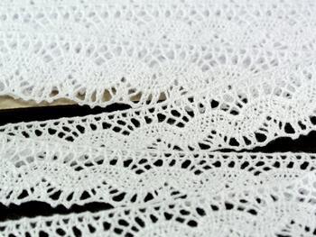 Cotton bobbin lace 73007, width 30 mm, white - 4