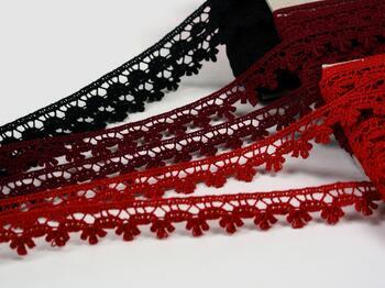 Cotton bobbin lace 73010, width 13 mm, cranberry - 4