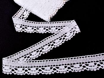 Cotton bobbin lace 75005, width 38 mm, white - 4