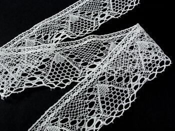 Cotton bobbin lace 75028, width 67 mm, white mercerized - 4