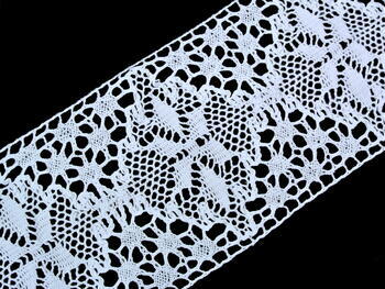 Cotton bobbin lace insert 75034, width 110 mm, white - 4