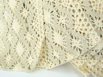 Cotton bobbin lace insert 75036, width 100 mm, ecru/light linen gray - 4