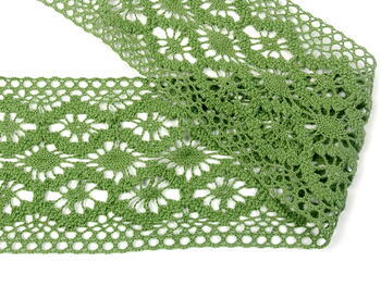 Cotton bobbin lace insert 75036, width 100 mm, olive - 4