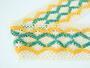 Cotton bobbin lace insert 75036, width 100 mm, ecru/yellow/green - 4/4