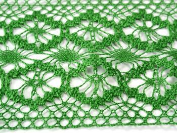 Cotton bobbin lace insert 75036, width 100 mm, grass green - 4