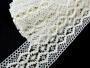 Cotton bobbin lace insert 75036, width 100 mm, white/Lurex gold - 4/5