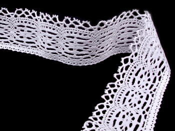 Cotton bobbin lace 75037, width 57 mm, white - 4
