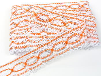 Bobbin lace No. 75037 white/rich orange | 30 m - 4