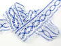 Cotton bobbin lace 75037, width 57 mm, white/royal blue - 4/5