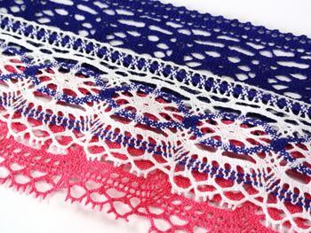 Cotton bobbin lace 75037, width 57 mm, white/purple - 4