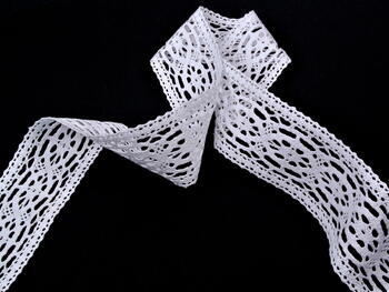 Cotton bobbin lace insert 75038, width 52 mm, white - 4