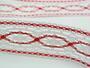Cotton bobbin lace insert 75038, width 52 mm, white/light red - 4/4