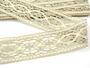 Cotton bobbin lace insert 75038, width 52 mm, light linen gray/ecru - 4/4