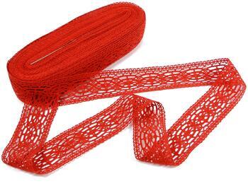 Cotton bobbin lace insert 75038, width 52 mm, red - 4