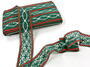 Cotton bobbin lace insert 75038, width 52 mm, dark green/red/light linen - 4/4