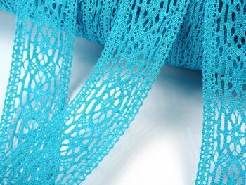 Cotton bobbin lace insert 75038, width 52 mm, turquoise - 4