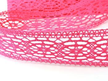 Cotton bobbin lace insert 75038, width 52 mm, fuchsia - 4