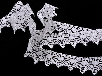 Cotton bobbin lace 75041, width 40 mm, white - 4