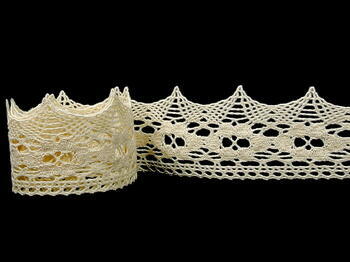 Cotton bobbin lace 75050, width 60 mm, ecru - 4