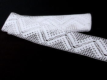 Cotton bobbin lace insert 75052, width 63 mm, white - 4
