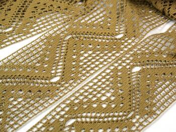 Cotton bobbin lace insert 75052, width 63 mm, chocolate - 4
