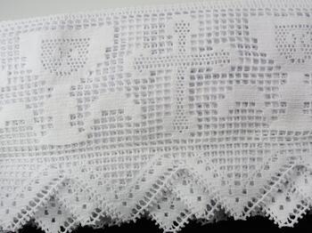 Cotton bobbin lace 75053, width 135 mm, white - 4