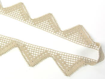 Cotton bobbin lace 75054, width 45 mm, light linen gray - 4