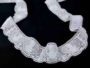 Cotton bobbin lace 75061, width 63 mm, white - 4