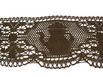 Cotton bobbin lace 75061, width 63 mm, dark brown - 4