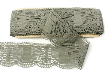 Cotton bobbin lace 75061, width 63 mm, dark linen gray - 4