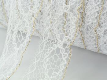 Cotton bobbin lace 75065, width 47 mm, white/Lurex gold - 4