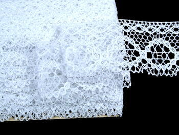 Cotton bobbin lace 75065, width 47 mm, white/Lurex silver - 4