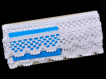 Cotton bobbin lace 75067, width 47 mm, white - 4