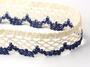 Cotton bobbin lace 75067, width 47 mm, ecru/blue - 4/4