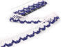 Bobbin lace No. 75067 white/dark blue | 30 m - 4/4
