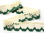 Cotton bobbin lace 75067, width 47 mm, ecru/green - 4/5