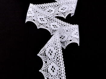 Cotton bobbin lace 75068, width 52 mm, white - 4