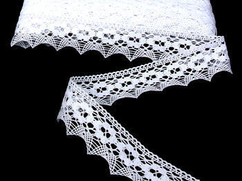 Cotton bobbin lace 75069, width 42 mm, white - 4