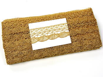 Metalic bobbin lace 75077, width 32 mm, Lurex gold - 4