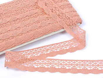 Cotton bobbin lace 75077, width 32 mm, salmon - 4