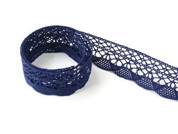 Cotton bobbin lace 75077, width 32 mm, dark blue - 4